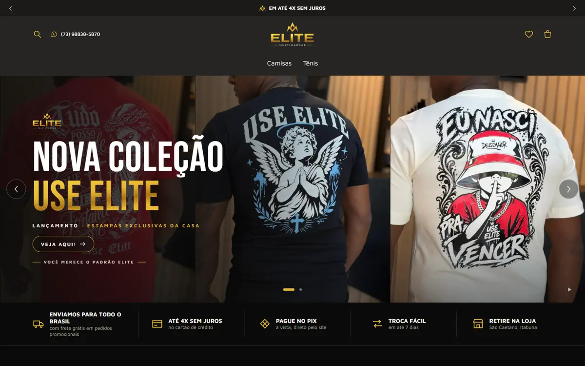 Site da Elite Multimarcas, aberto no computador